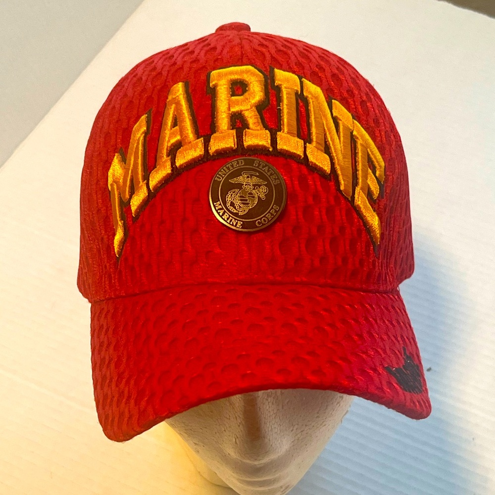 US WARRIORS United States Marines Baseball Hat Men's Red Adjustable Cap USMC